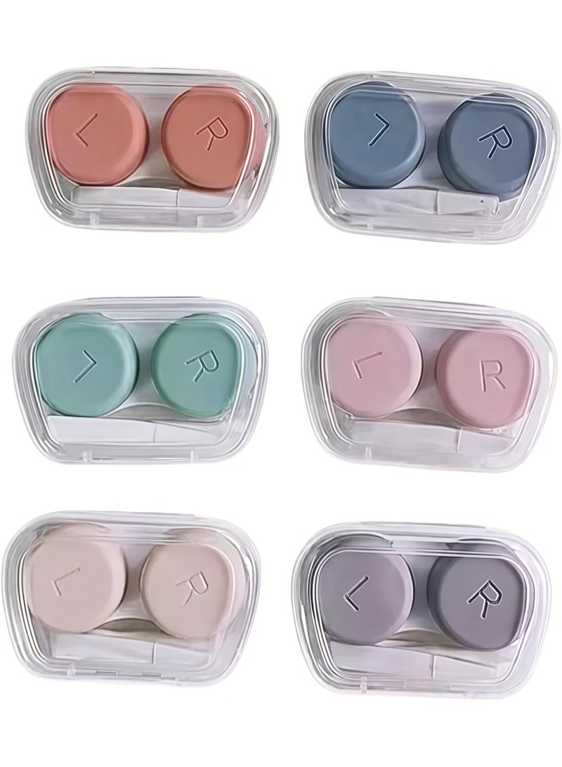 حافظة عدسات لاصقة مكونة من 6 قطع، حقيبة اتصال محمولة مع ملقط أداة توزيع المكياج، للسفر في الهواء الطلق والمنزل والمكتب والاستخدام اليومي، ملونة - Image 1